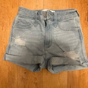 Hollister Blue Jean Shorts High-Waisted Distressed
